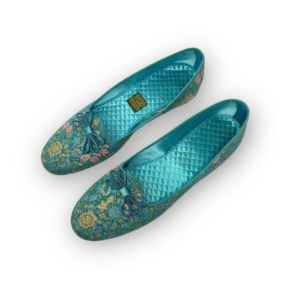 Vintage Daniel Green Teal Slippers Embroidered Bow USA Made Women’s 10 N (2A100) - Picture 2 of 12